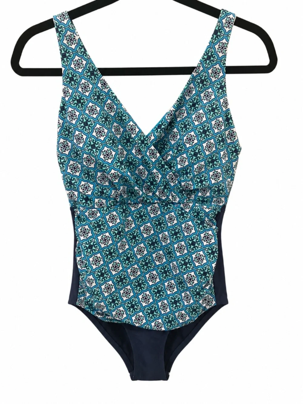Swim Solutions Women's Surplice Tummy Control One Piece Swimsuit Size 8 - Picture 2 of 12